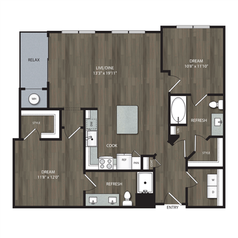 floor plan of a 2100 sq ft roommates